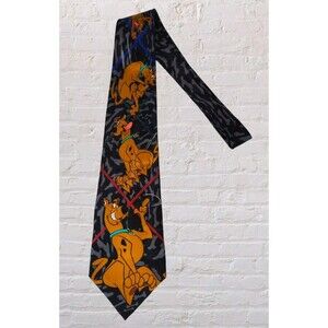 Vtg 1998 Scooby-Doo Cartoon Network Black Novelty Necktie Hanna-Barbera